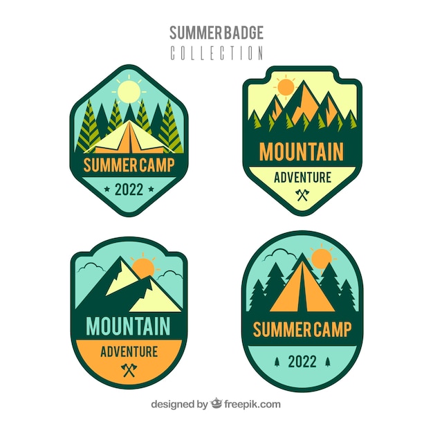 Free vector summer badges collection in flat style