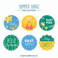 Free vector summer badges collection with beach elements