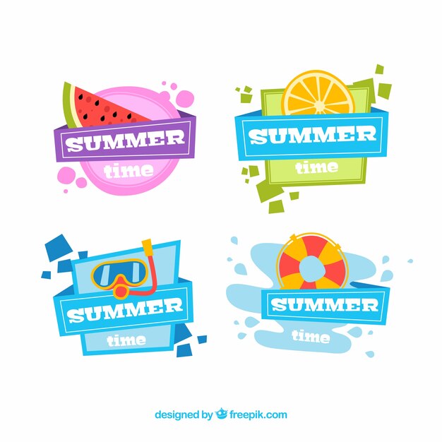 Summer badges collection with beach elements