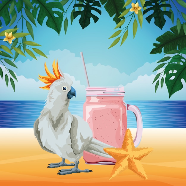 無料ベクター 夏のビーチと休暇の漫画