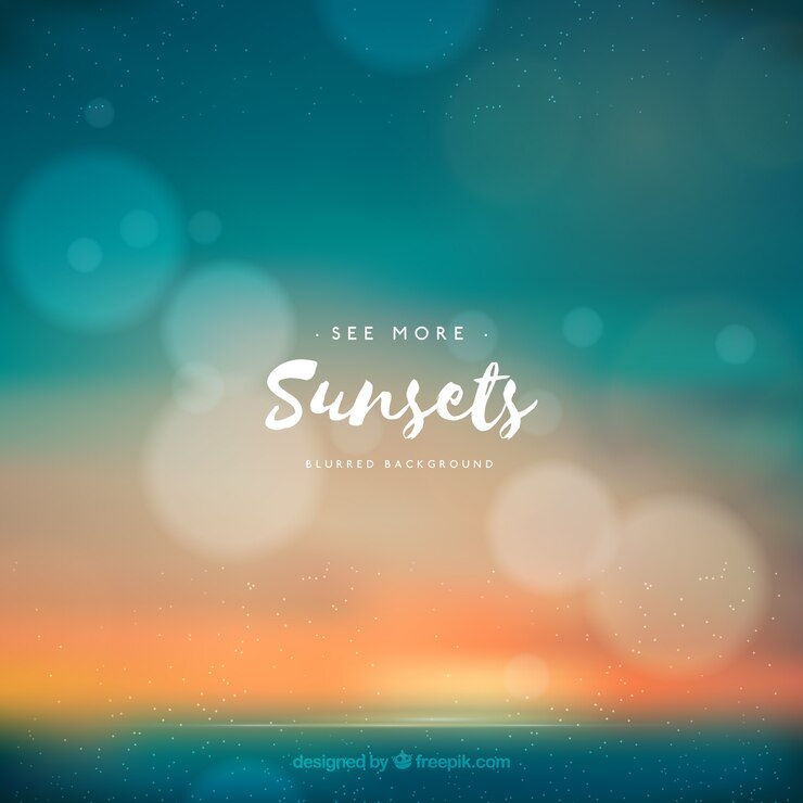 Free Vector summer beach background at sunset with bokeh effect