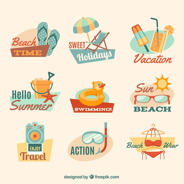 Free vector summer beach badges