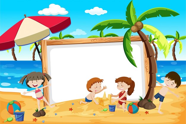 Summer beach kids banner