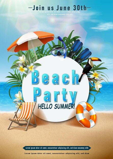 summer beach party poster template