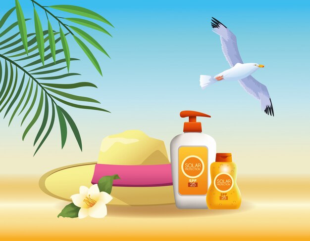 Summer and beach products cartoons