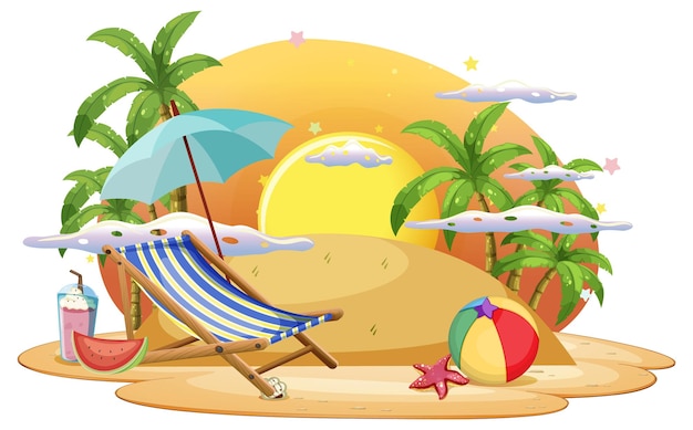 Summer beach scene template