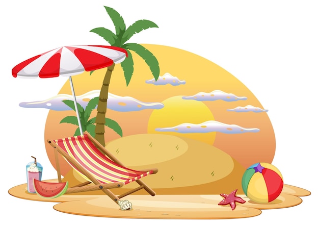 Free vector summer beach scene template