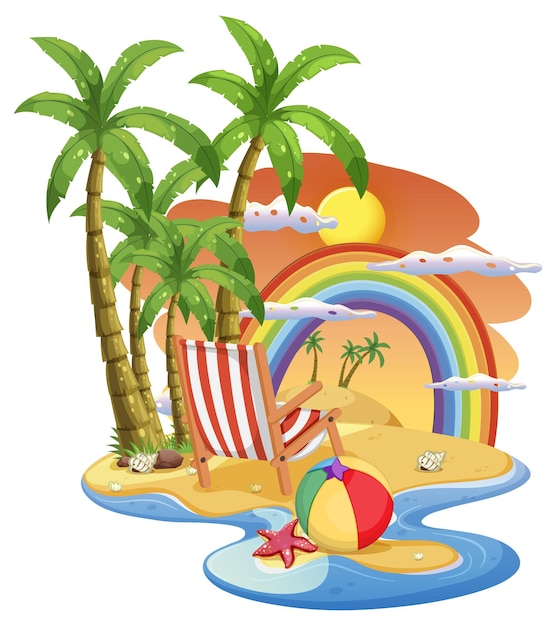 Бесплатное векторное изображение Шаблон сцены летнего пляжа