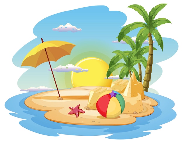 Summer beach scene template