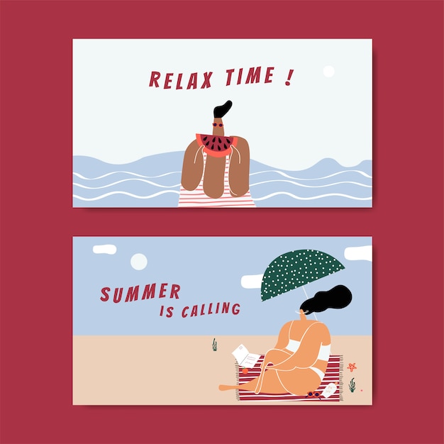 Free vector summer on the beach set