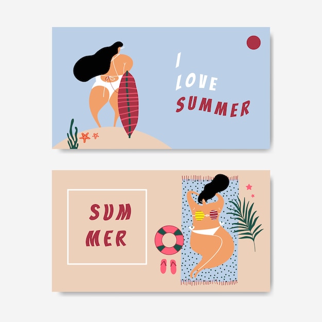 Free vector summer on the beach set