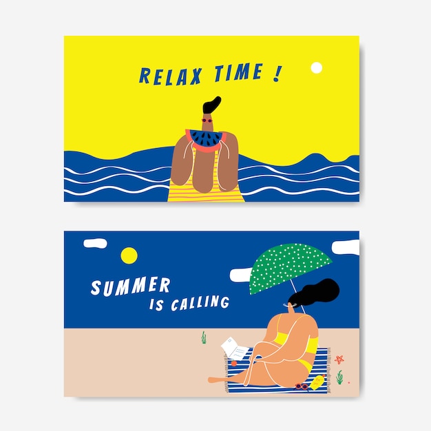 Free vector summer on the beach set