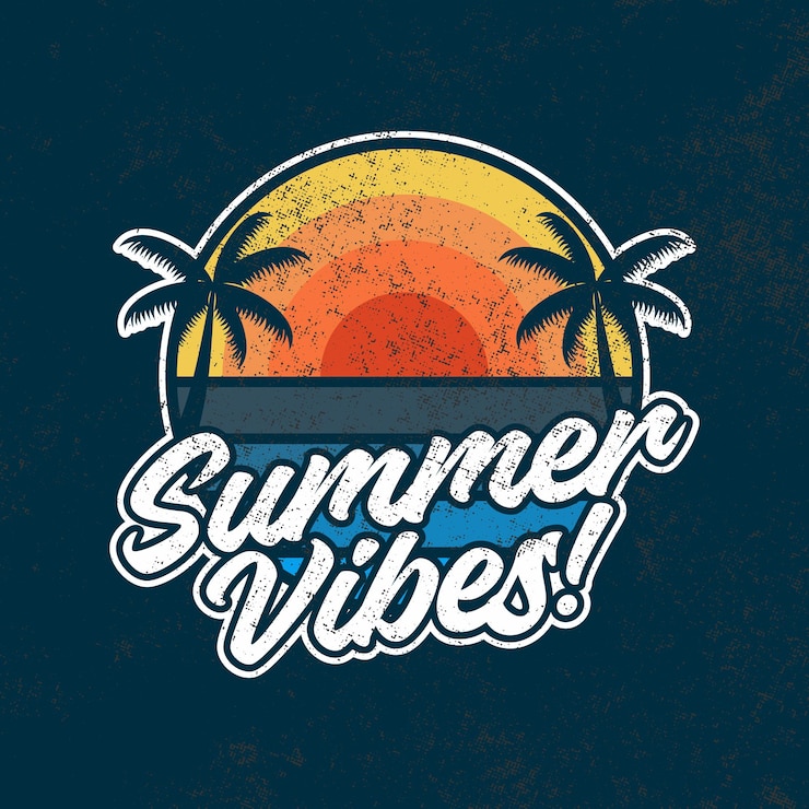 मुफ़्त वेक्टर summer beach and sunset vector graphic for t shirt and other uses