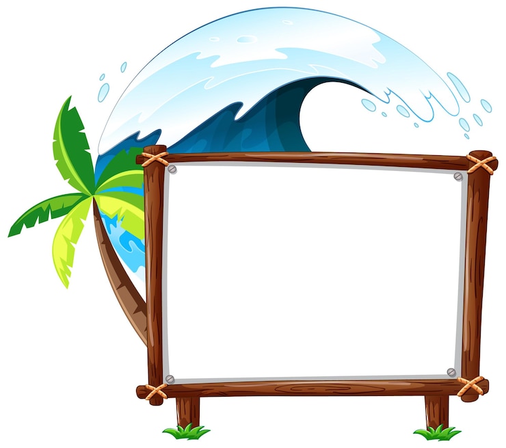 Free Vector summer beach theme with blank banner isolated on white