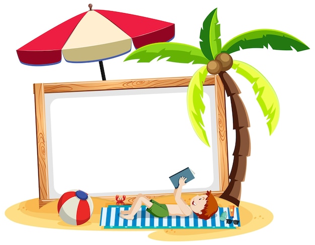 Free Vector summer beach theme with empty banner isolated on white background