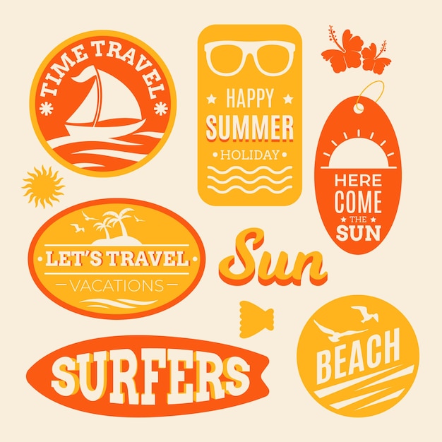 여름 해변 여행 70 년대 스타일 스티커