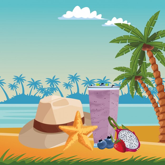 Summer beach and vacation cartoon