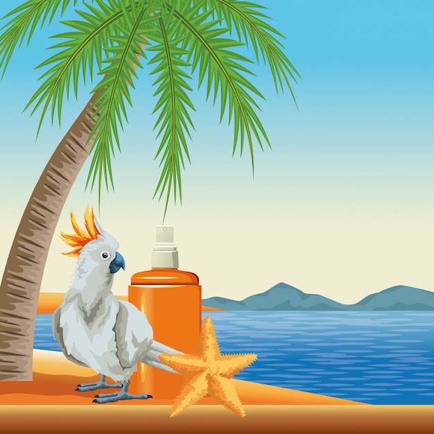 Free vector summer beach and vacation cartoon