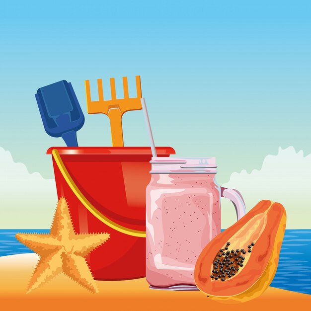 Summer beach and vacation cartoon