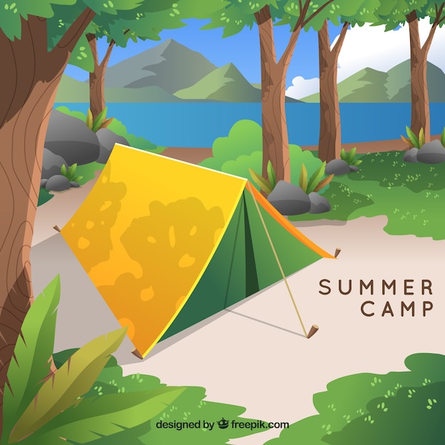 Summer camp background in flat design