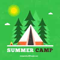 Free vector summer camp background in flat style