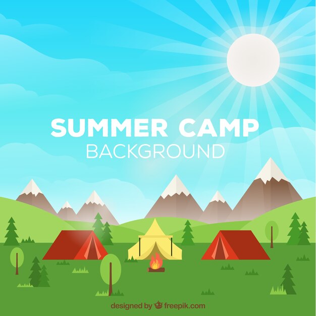 Summer camp background with beautiful day