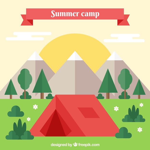 Free vector summer camp background with landscape