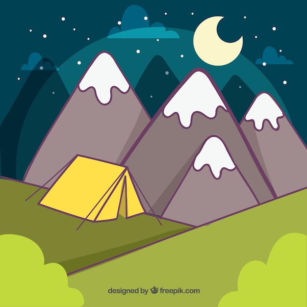 Бесплатное векторное изображение Летний лагерь с горами