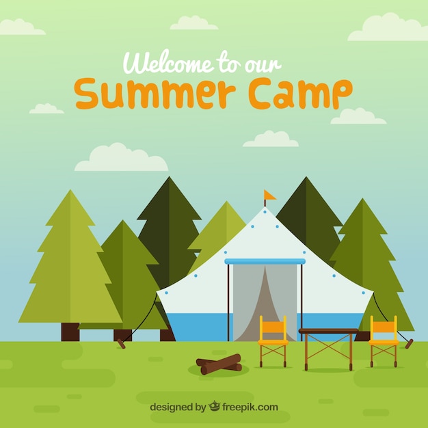 Free vector summer camp background with trees