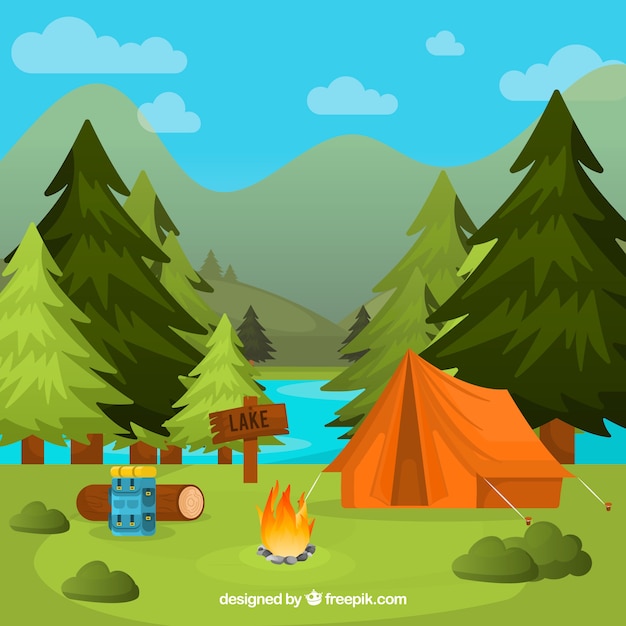 Бесплатное векторное изображение Летний лагерь