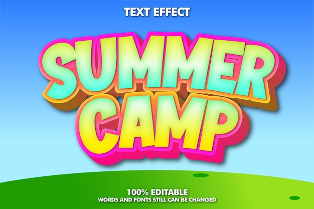 Summer camp, modern cartoon font effect