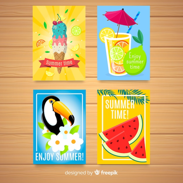 Free vector summer card collectio