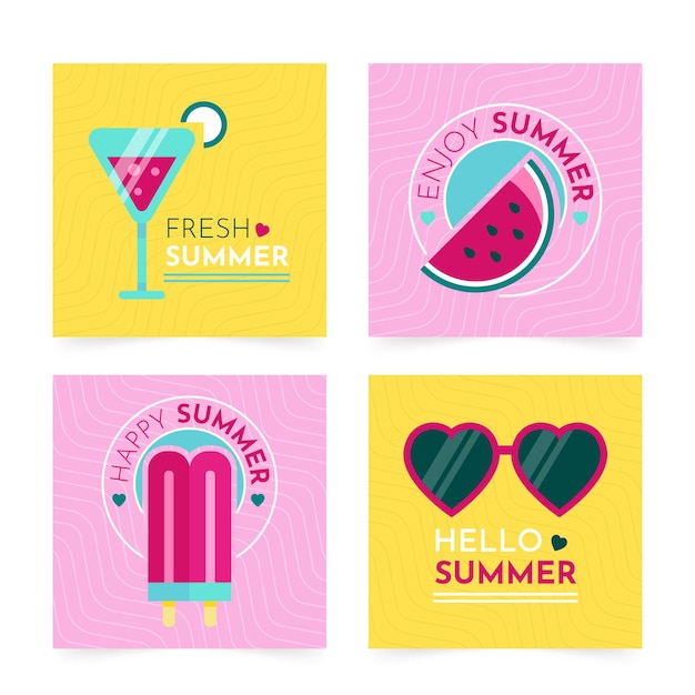 Free vector summer card collection concept