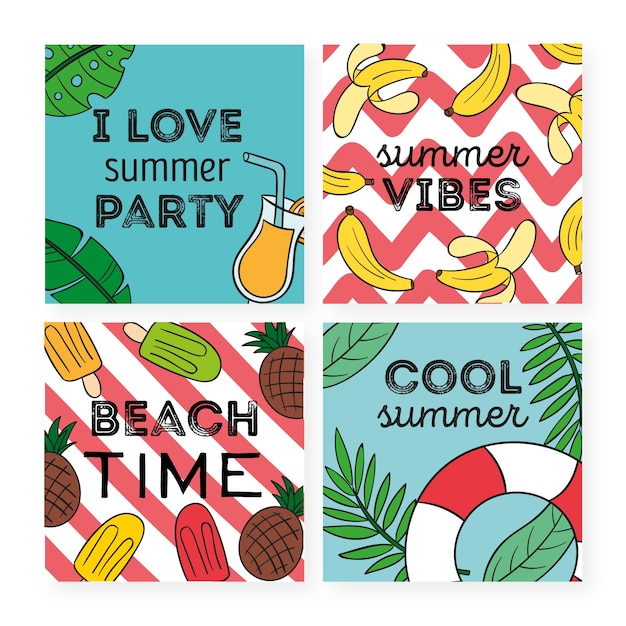 Free vector summer card collection template