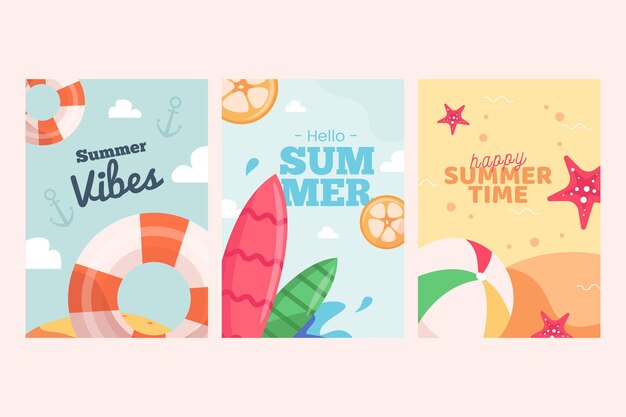 Free vector summer card collection template