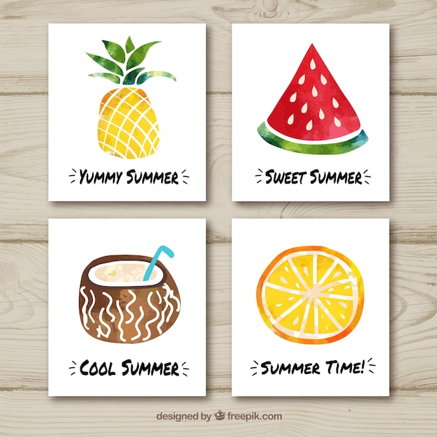 Summer card collection with fruits