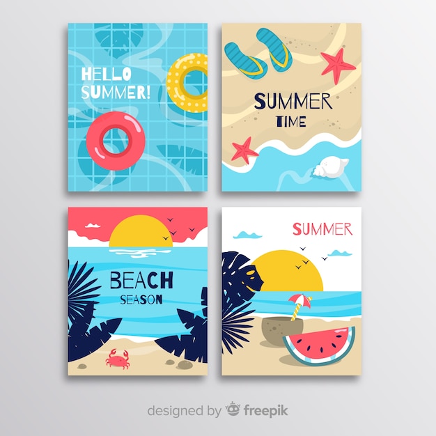 Free vector summer card collection