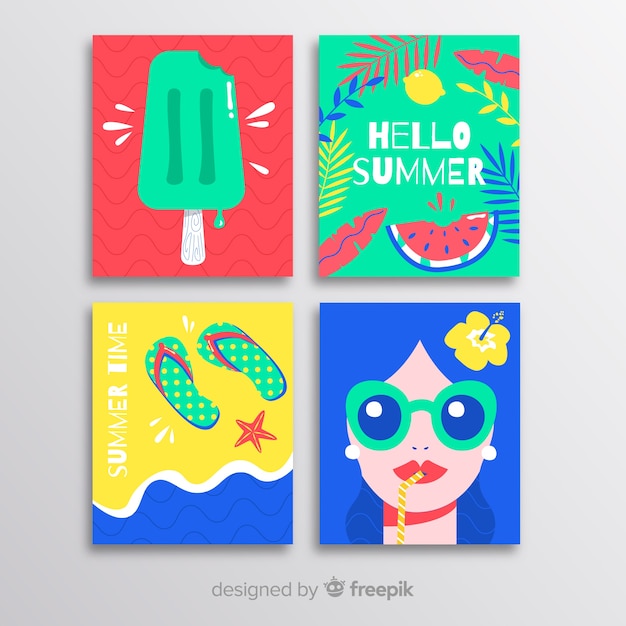 Free vector summer card collection