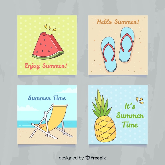 Free vector summer card collection