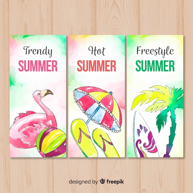 Free vector summer card collection