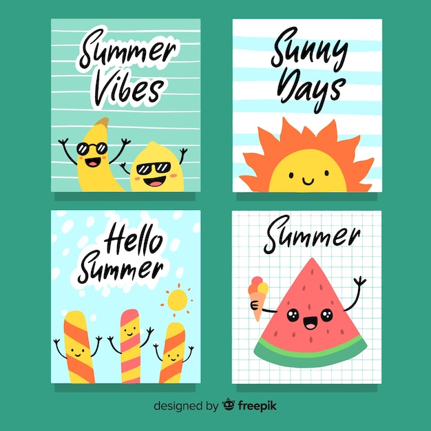 Free vector summer card collection