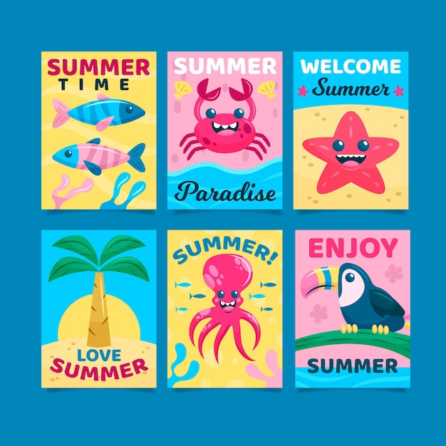 Free vector summer card pack template