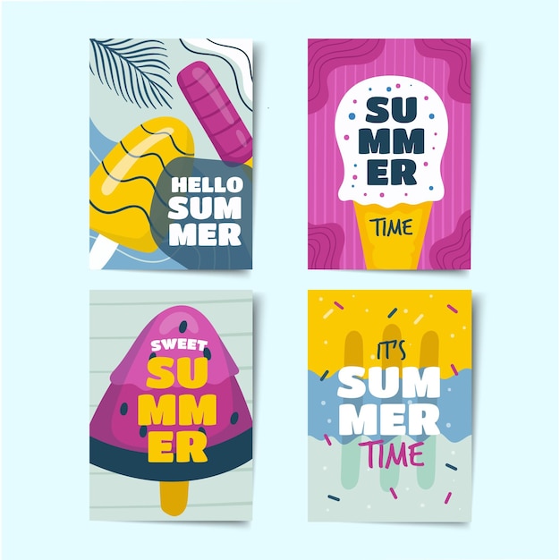 Free vector summer card pack