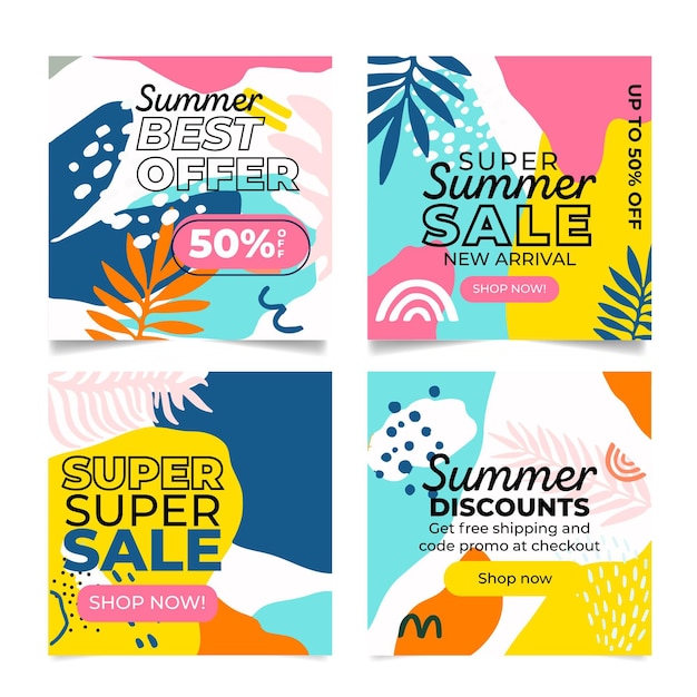 Free vector summer card set template