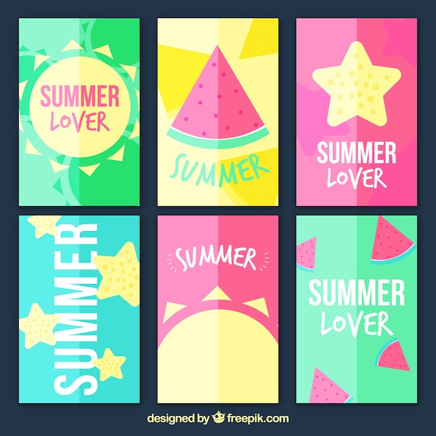 Summer cards collection in flat style