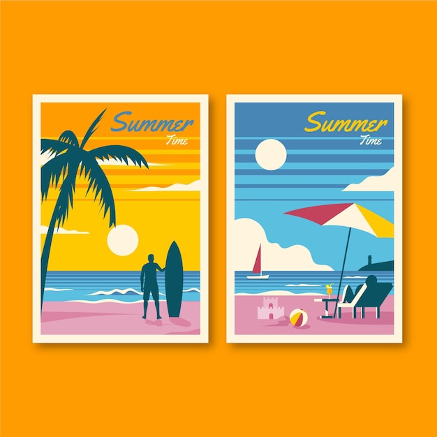 Free vector summer cards collection theme