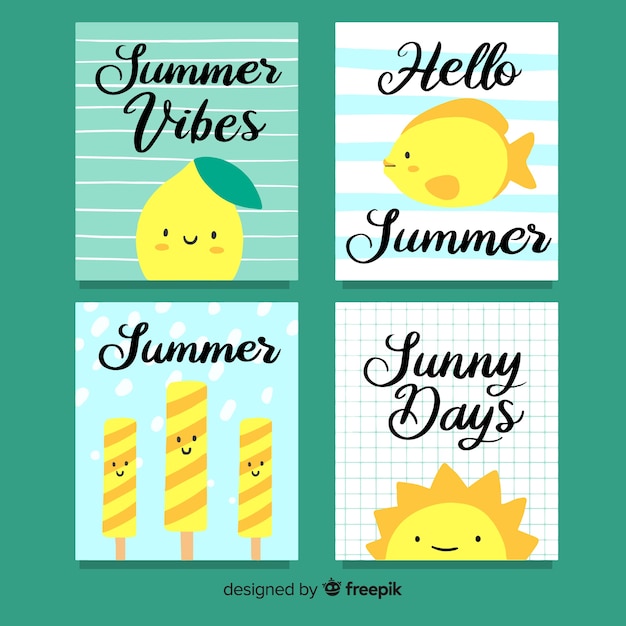 Free vector summer cards collection