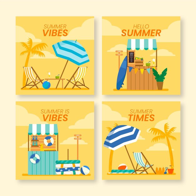 Free vector summer cards collection