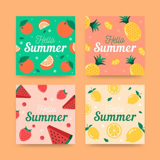 Summer cards in flat design