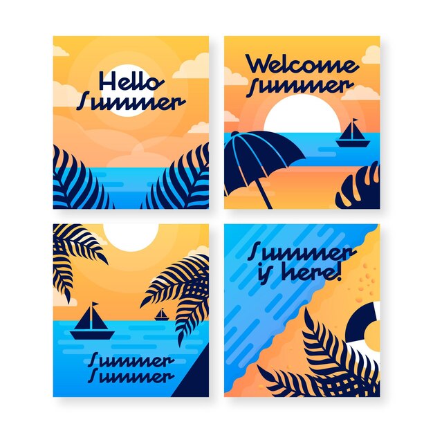 Summer cards flat design